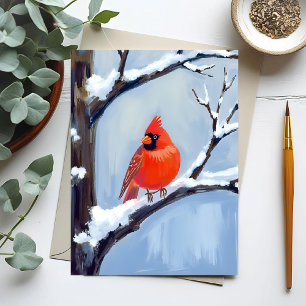 Carte Postale Cardinal rouge Peinture à l'aquarelle des vacanc