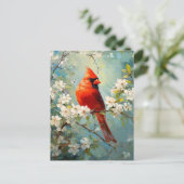 Carte Postale Cardinal White Fleuroming Art (Debout devant)