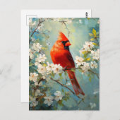 Carte Postale Cardinal White Fleuroming Art (Devant / Derrière)