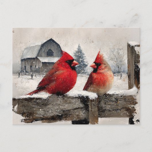 Carte Postale Cardinals Vintage Farm (Devant)