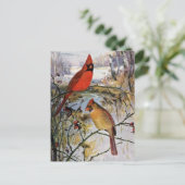 Carte Postale Cardinaux en hiver (Debout devant)