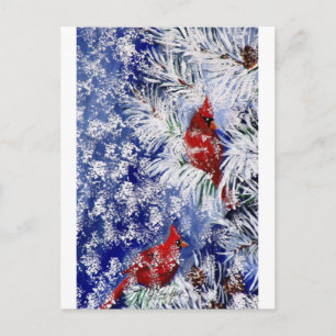 Carte Postale Cardinaux En Neige
