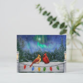 Carte Postale Cardinaux et lumières de Noël Neige d'hiver (Debout devant)