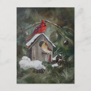 Carte Postale Cardinaux sur Birdhouse