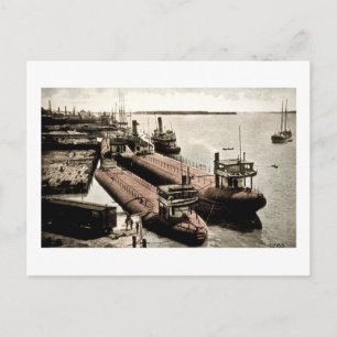 Carte Postale Cargos à dos de baleine à Belle Isle, Michigan