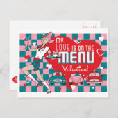 Carte postale Carhop Retro Drive-In Valentine (Devant / Derrière)