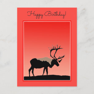 Carte Postale Caribou au coucher du soleil - Art original de la 