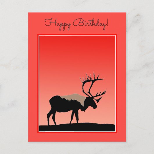 Carte Postale Caribou au coucher du soleil - Art original de la  (Devant)