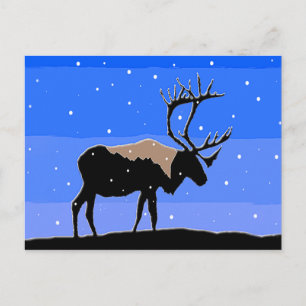 Carte Postale Caribou en hiver - Art original de la faune