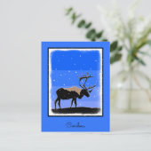 Carte Postale Caribou en hiver - Art original de la faune (Debout devant)