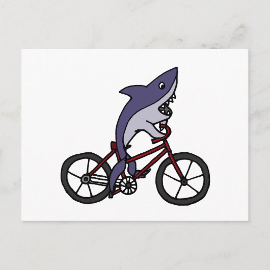 Carte Postale Caricature à vélo pour requin soyeux (Devant)