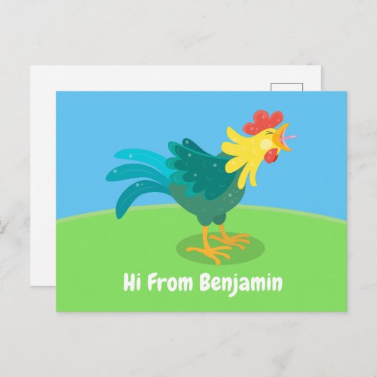 Carte Postale Caricature amusante du coq à rames (Devant / Derrière)