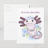 Carte Postale Caricature axolotl rose adorable (Devant / Derrière)