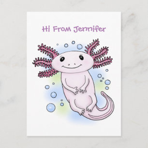 Carte Postale Caricature axolotl rose adorable