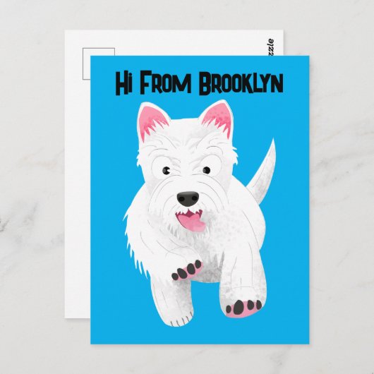 Carte Postale Caricature blanche de terrier de l'ouest (Devant / Derrière)