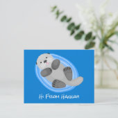 Carte Postale Caricature bleu loutre de mer joyeux (Debout devant)