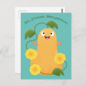 Carte Postale Caricature citrouille gourde en beuret joyeux (Devant / Derrière)