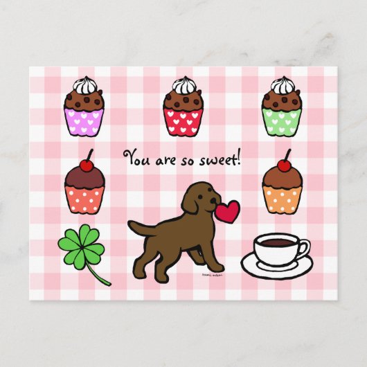 Carte Postale Caricature Coeur Chiot du Laboratoire de Chocolat (Devant)