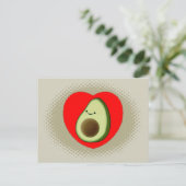 Carte Postale Caricature Cute Avocado Dans Le Coeur Rouge Sage G (Debout devant)