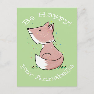 Carte Postale Caricature d'aquarelle pour bébé renard