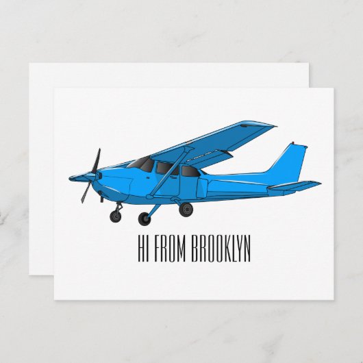 Carte Postale Caricature d'avion à voilure fixe (Devant / Derrière)