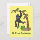 Carte Postale Caricature de bébé gorille joyeux (Devant / Derrière)