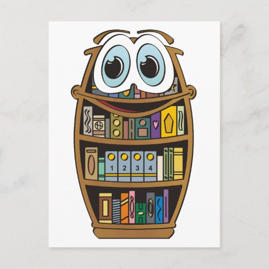 Carte Postale Caricature de bibliothèque (Devant)