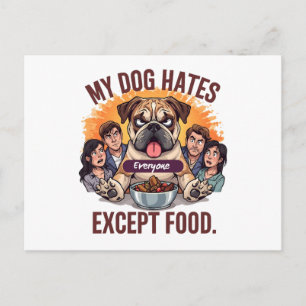 Carte Postale Caricature de bouledogue drôle pour tout le monde