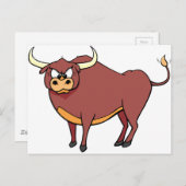 Carte Postale Caricature de Bull en colère (Devant / Derrière)