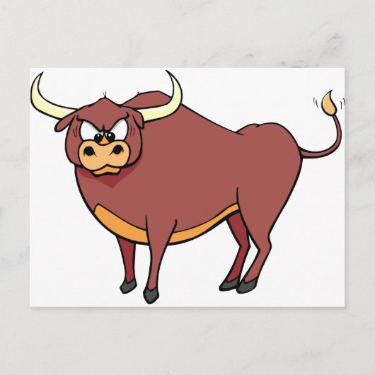 Carte Postale Caricature de Bull en colère (Devant)