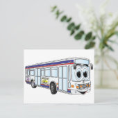 Carte Postale Caricature de bus de la ville blanche (Debout devant)