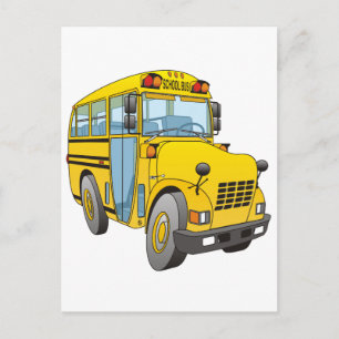 Carte Postale Caricature de bus scolaire