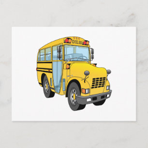 Carte Postale Caricature de bus scolaire