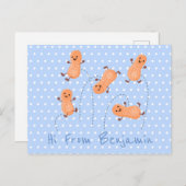 Carte Postale Caricature de cacahuètes joyeux sautillant (Devant / Derrière)