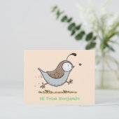 Carte Postale Caricature de caille californienne joli (Debout devant)