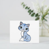 Carte Postale Caricature de chat bleu mignon (Debout devant)