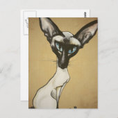 Carte Postale Caricature de chats de Siamese (Devant / Derrière)