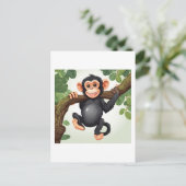Carte Postale Caricature de chimpanzé fou mignon (Debout devant)