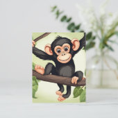 Carte Postale Caricature de chimpanzé fou mignon (Debout devant)