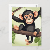 Carte Postale Caricature de chimpanzé fou mignon (Devant / Derrière)