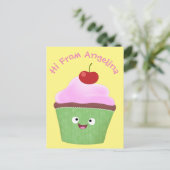 Carte Postale Caricature de cupcake joyeux (Debout devant)