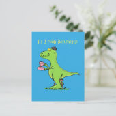 Carte Postale Caricature de dinosaure vert t rex (Debout devant)