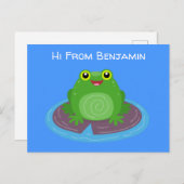 Carte Postale Caricature de grenouille verte mignonne (Devant / Derrière)