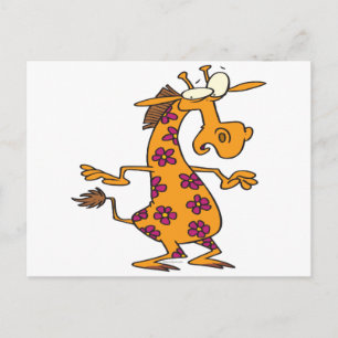 Carte Postale caricature de la girafe aux taches de fleur ridicu