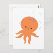 Carte Postale Caricature de la pieuvre mignonne (Devant / Derrière)