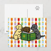 Carte Postale Caricature de lecture de marionnettes Labrador (Devant / Derrière)