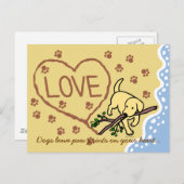 Carte Postale Caricature de lettres de sable jaune du Labrador (Devant / Derrière)