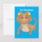 Carte Postale Caricature de lézard de dragon à barbe (Devant / Derrière)