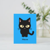 Carte Postale Caricature de miow en chat noir mignon (Debout devant)