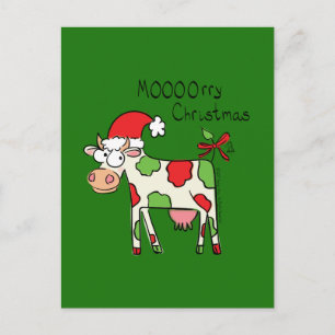 Carte Postale Caricature de Noël de vache